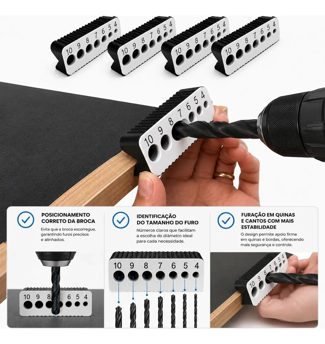 Kit com 4 Gabaritos de Furação — vista complementar